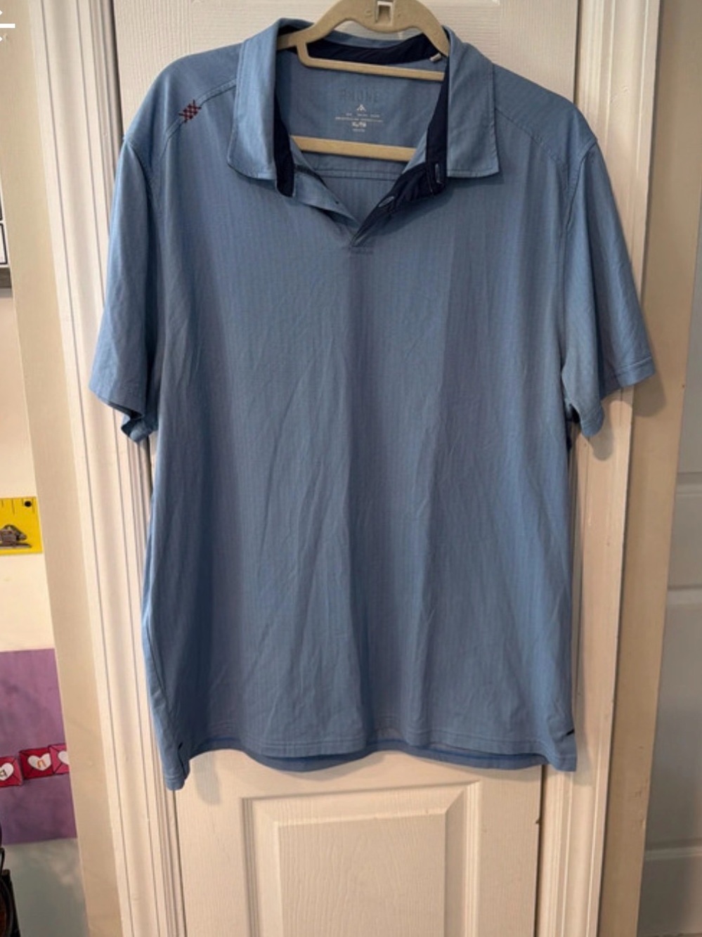 RHONE Light Blue Men's Polo with Contrast Collar